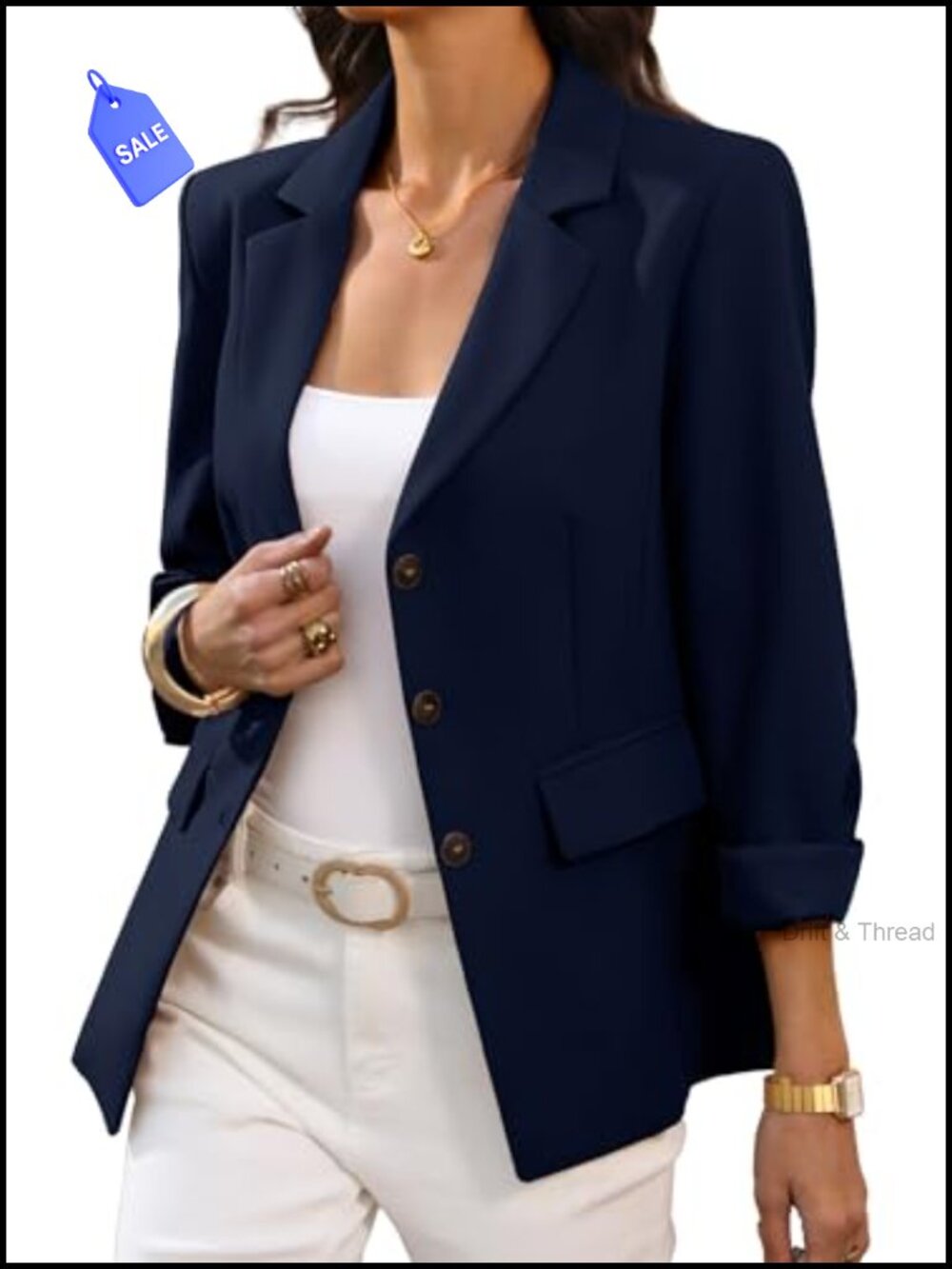 Slim Fit 3 Button Blazer Business Casual Suit Jacket Polyester Blend